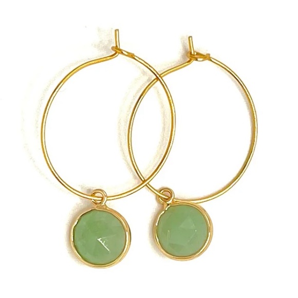 Lemon Street Box Jewelry - Lemon Street Box Amazonite Dangle Earrings 18k Gold Plated Hoop St Patricks Day